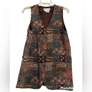 Silk patchwork pattern vest size S